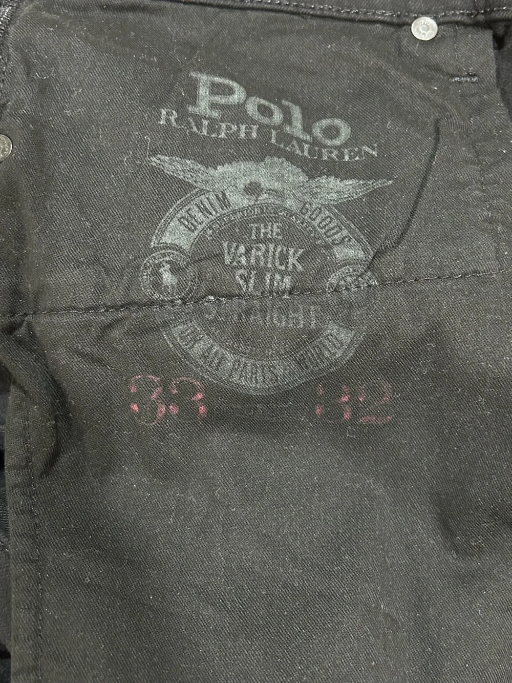 POLO RALPH LAUREN VARICK SLIM STRAIGHT JEANS BLACK 33x32